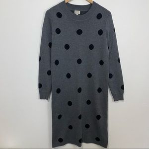Modern Vintage Gray Black Polka Dot Dress SZ Small